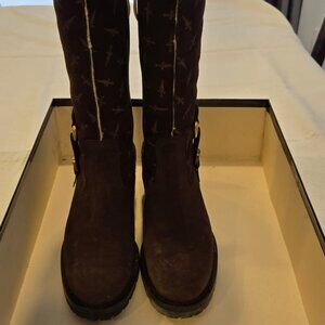 Cesare Paciotti brown fur lined boots